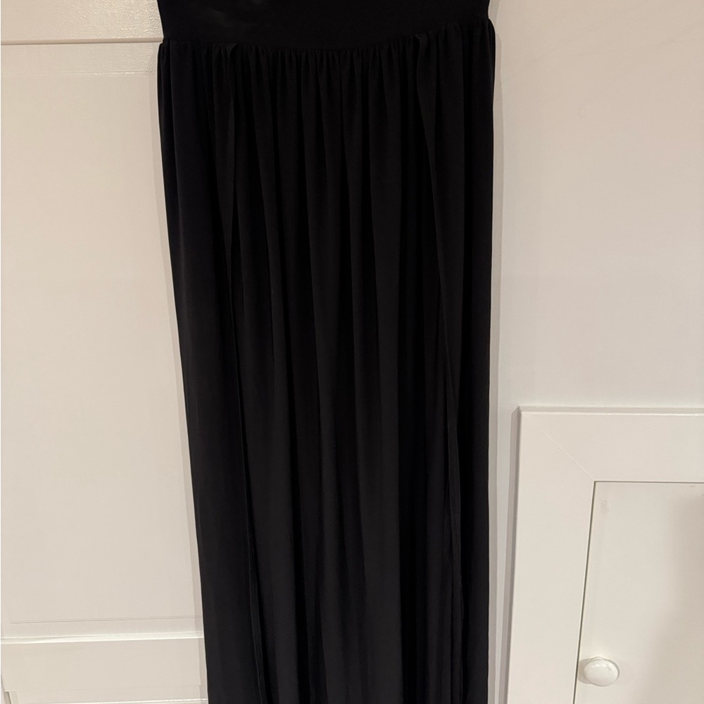 Akira Chicago Red Label Black Maxi Skirt w/ Front Slits – Size M